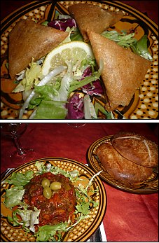 Photo restaurant paris Aux Trois Escales - Briouats de pommes de terre au thon et Salade Mechouia