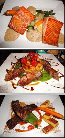 Photo restaurant paris Le J�roboam - L'�minc� de canard au miel et airelles<br>et le Mixed-grill du p�cheur.